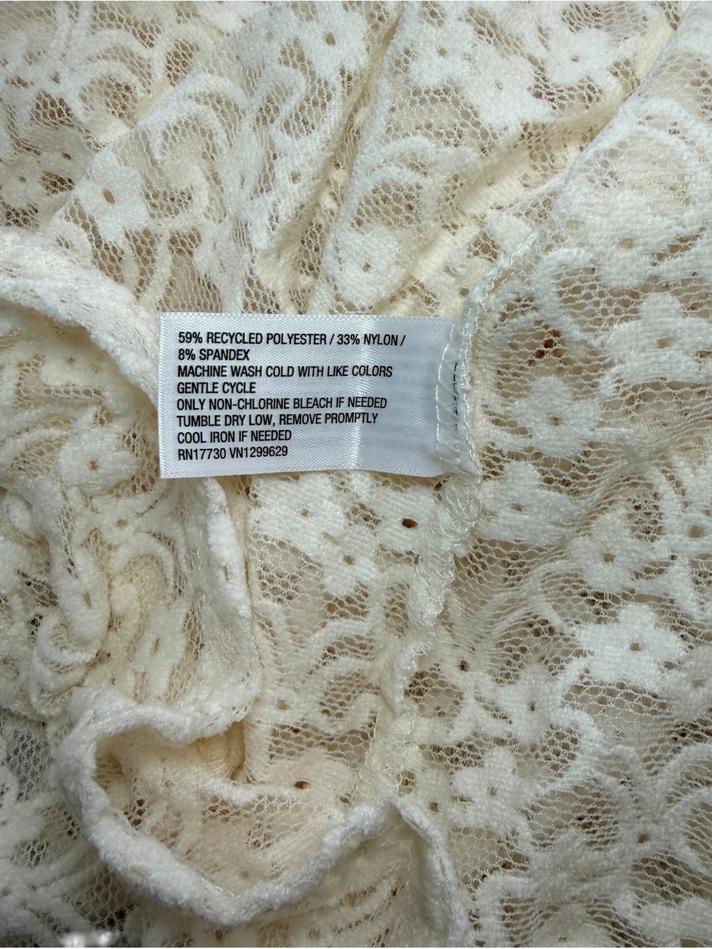 wild fable Cream Fairycore Y2K Lace Ruffle Long-Sleeve V-Neck Top - Picture 4 of 4